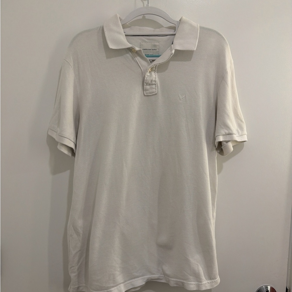 American Eagle Outfitters Cream Polo Shirt